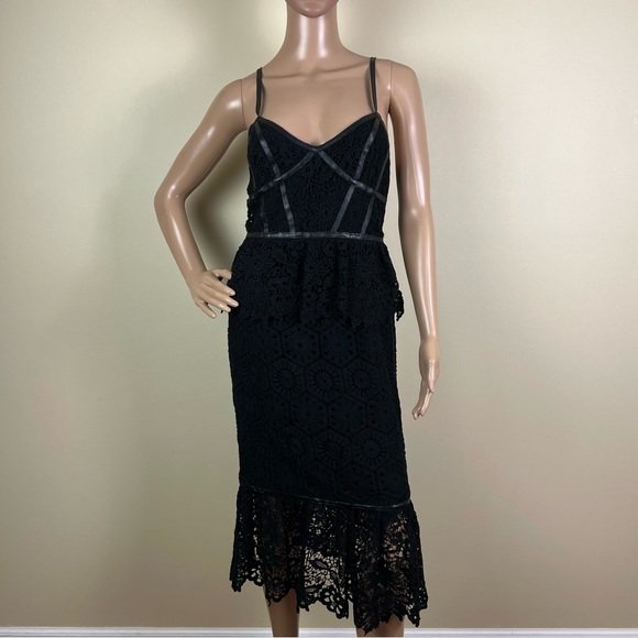 NEW PRABAL GURUNG BLACK LACE BUSTIER MIDI DRESS - Picture 2 of 8